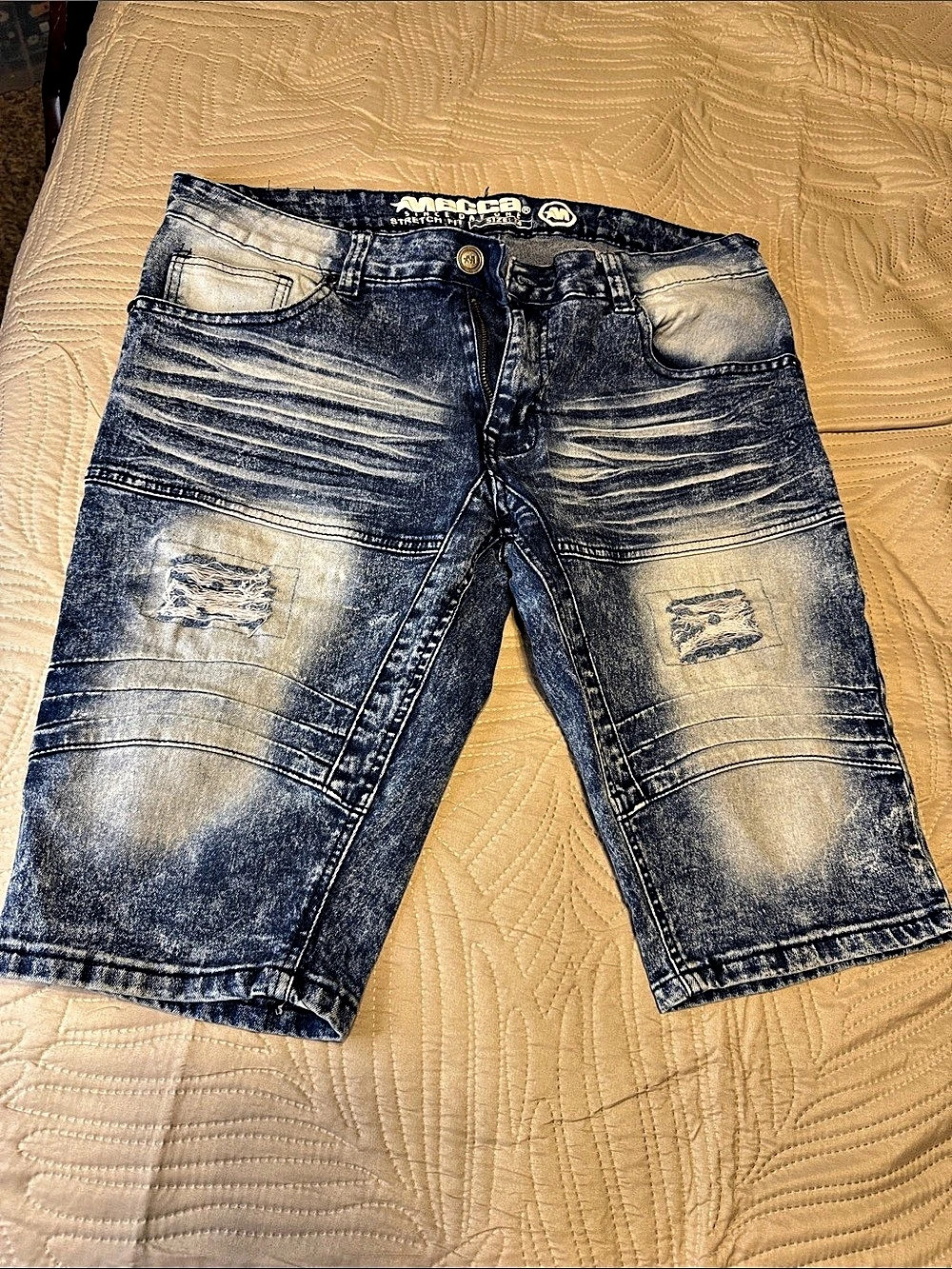 Mecca Men's Distressed Jean Shorts Blue Size 34